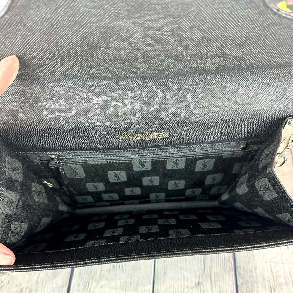 YSL YVES SAINT LAURENT Black Leather Clutch Crossbody  CUSTOM - Picture 6 of 12